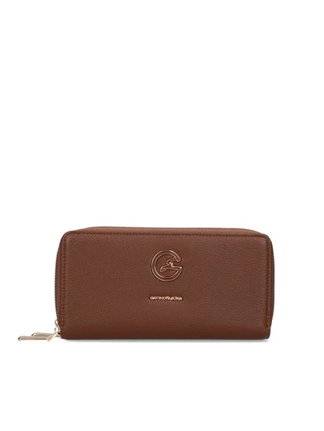 PORTAFOGLI CON ZIP PERIMETRALE DONNA MARRONE