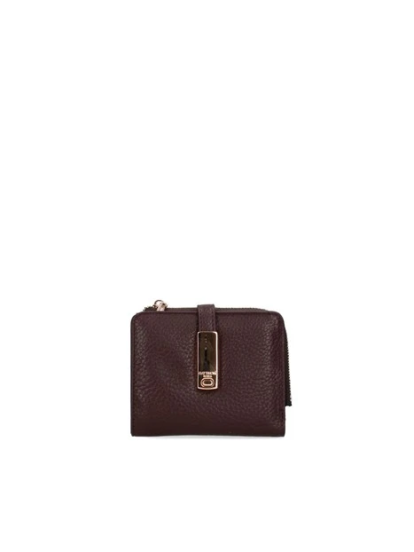 PORTAFOGLIO COMPATTO EFFETTO MARTELLATO CON ZIP DONNA MARRONE