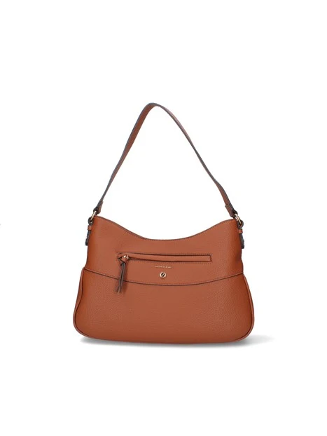 BORSA A SPALLA HOBO CON TASCA FRONTALE E TRACOLLA DONNA CUOIO