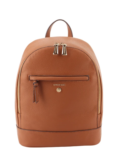 ZAINO CON TASCA FRONTALE CON ZIP DONNA CUOIO