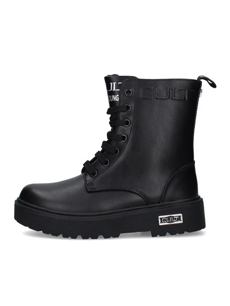 ANFIBI CON LACCI E SUOLA PLATFORM DONNA NERO