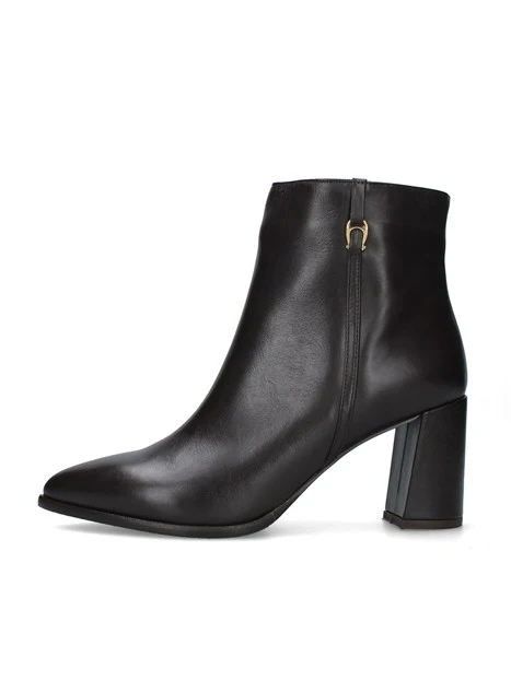 STIVALETTI TACCO ALTO CON DETTAGLIO METALLICO DONNA MARRONE