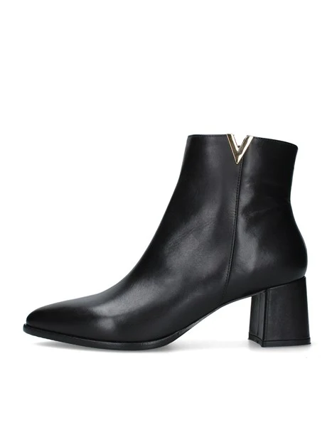 STIVALETTI TACCO ALTO IN PELLE CON DETTAGLIO METALLICO DONNA NERO