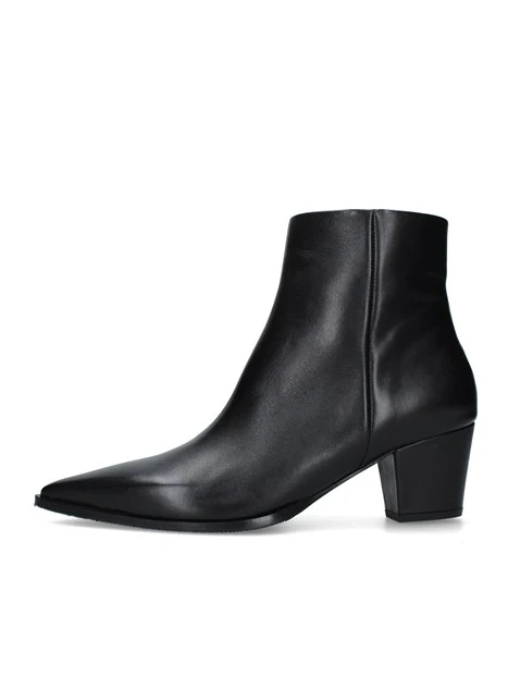 STIVALETTI TACCO ALTO IN PELLE CON PUNTA ALLUNGATA DONNA NERO