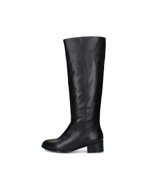 STIVALI TACCO BASSO IN PELLE CON INSERTO ELASTICO DONNA NERO