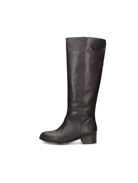STIVALI TACCO BASSO IN PELLE CON INSERTO ELASTICO DONNA MARRONE