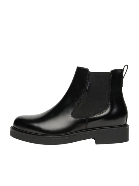 STIVALETTI TACCO BASSO CHELSEA IN PELLE DONNA NERA