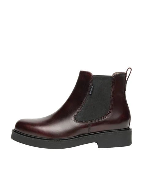 STIVALETTI CON TACCO BASSO CHELSEA IN PELLE DONNA BORDEAUX