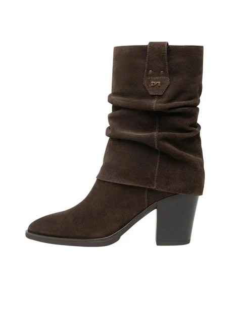 STIVALI TACCO BASSO STILE TEXANO IN PELLE DONNA TESTA DI MORO