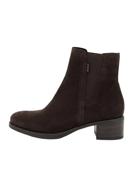 STIVALETTI TACCO BASSO IN SUEDE E TESSILE DONNA TESTA DI MORO