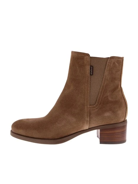 STIVALETTI TACCO BASSO IN SUEDE E TESSILE DONNA BEIGE