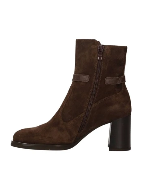 STIVALETTI TACCO ALTO CON ZIP LATERALE IN SUEDE TESTA DI MORO