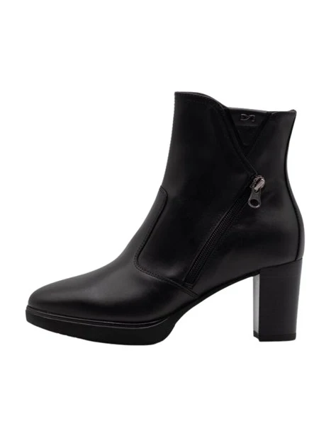 STIVALETTI TACCO ALTO CON PLATEAU IN PELLE DONNA NERO