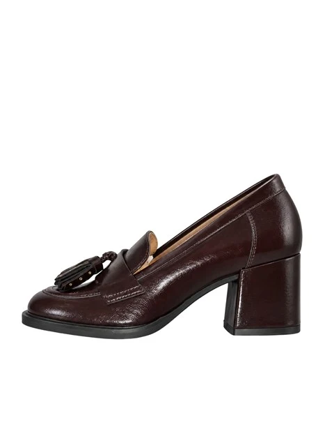 MOCASSINO CON TACCO E NAPPINE DONNA MARRONE