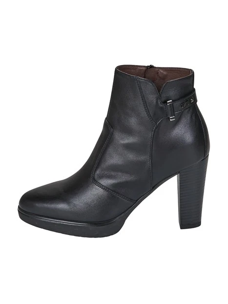 STIVALETTI TACCO ALTO CON FIBBIA ESTETICA E PLATEAU IN PELLE DONNA NERO