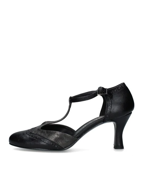 DÉCOLLETÉ CON CINTURINO A T E TRAFORATURE DONNA NERO