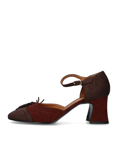 DÉCOLLETÉ CON CINTURINO E NAPPINE DONNA MARRONE