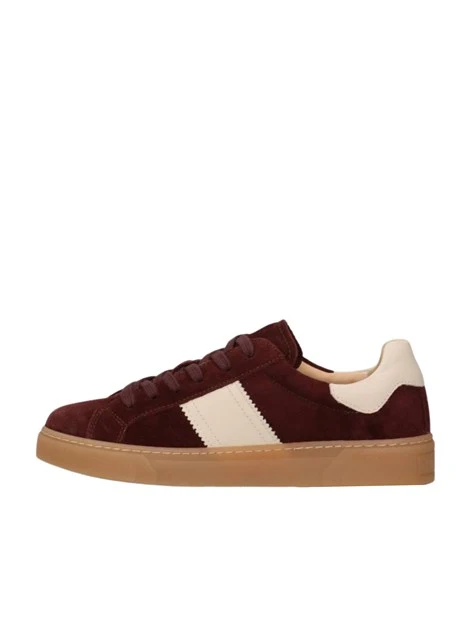 SNEAKERS BASSE IN CAMOSCIO CON BANDA LATERALE DONNA BORDEAUX