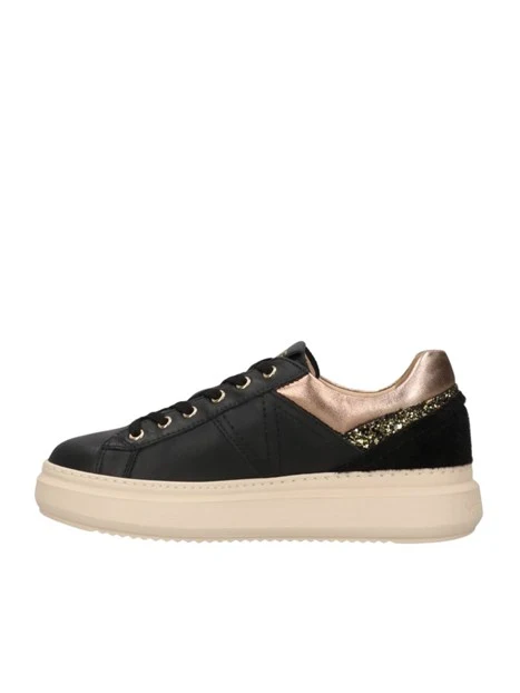 SNEAKERS PLATFORM CON DETTAGLI DORATI DONNA NERO