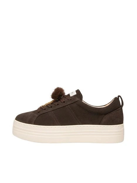 SNEAKERS PLATFORM IN SUEDE CON PON-PON DONNA MARRONE