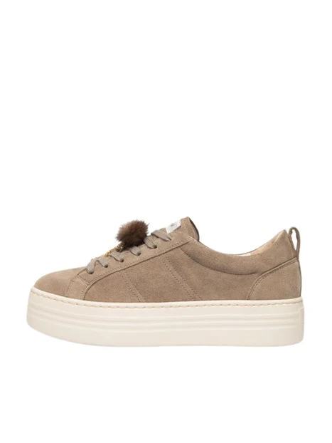 SNEAKERS PLATFORM IN SUEDE CON PON-PON DONNA TORTORA