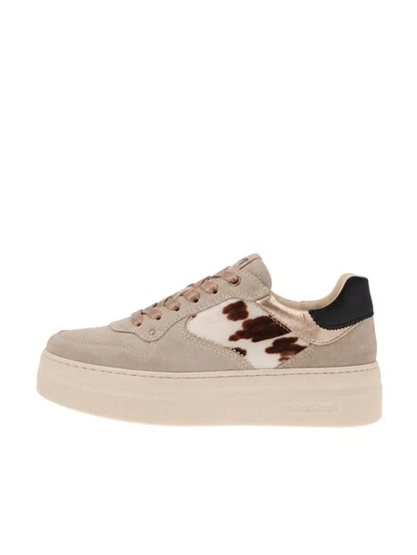 SNEAKERS PLATFORM IN CAMOSCIO E CAVALLINO DONNA BEIGE