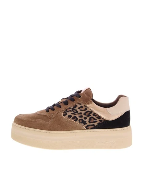 SNEAKERS PLATFORM IN CAMOSCIO E LEOPARDATO DONNA MARRONE