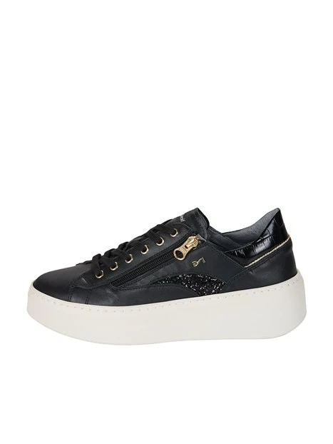 SNEAKERS PLATFORM CON ZIP DECORATIVA DONNA NERA