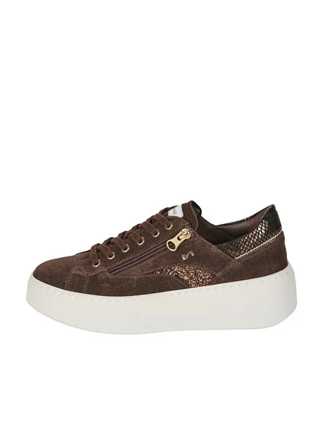 SNEAKERS PLATFORM CON INSERTO GLITTER DONNA TESTA DI MORO