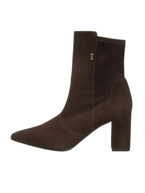 STIVALETTI TACCO ALTO IN SUEDE E LYCRA DONNA MARRONE