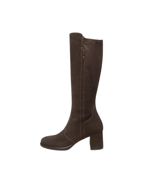 STIVALI TACCO ALTO IN SUEDE E LYCRA DONNA MARRONE