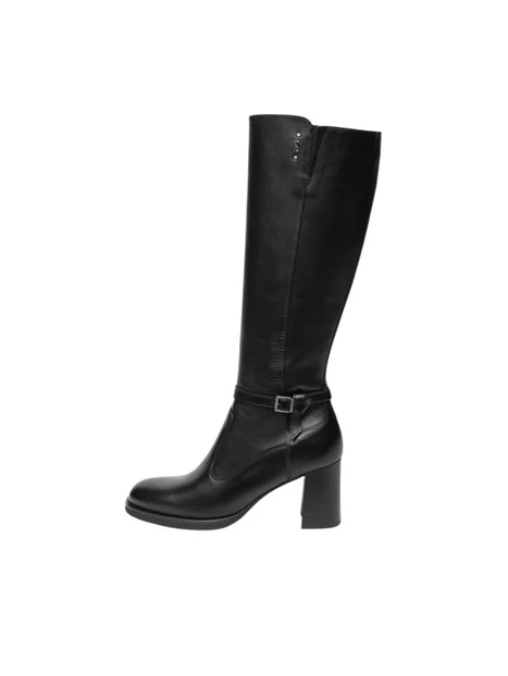 STIVALI ELEGANTI IN PELLE CON ZIP DONNA NERO