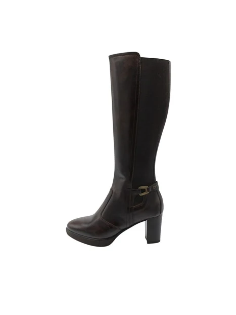 STIVALI TACCO ALTO CON INSERTO ELASTICIZZATO DONNA MARRONE
