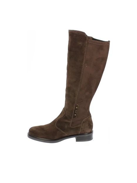 STIVALI TACCO BASSO IN CAMOSCIO CON GAMBALE ELASTICIZZATO DONNA MARRONE