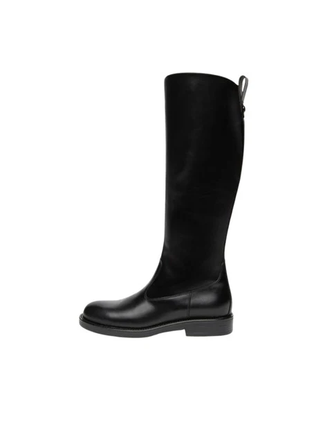STIVALI TACCO BASSO CASUAL IN PELLE DONNA NERO