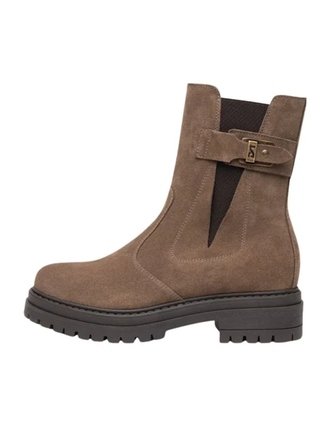 STIVALETTI TACCO BASSO A BLOCCO CHELSEA DONNA BEIGE