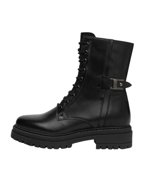 ANFIBI CON STRINGHE E ZIP DONNA NERO