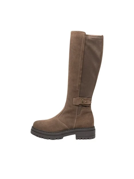 STIVALI TACCO BASSO IN PELLE SCAMOSCIATA CON ZIP DONNA BEIGE