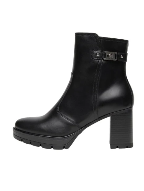 STIVALETTI TACCO ALTO A BLOCCO CON ZIP DONNA NERO