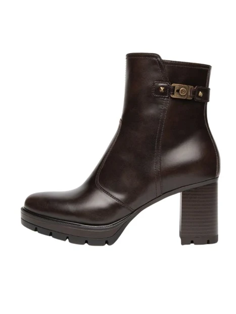 STIVALETTI TACCO ALTO A BLOCCO CON ZIP DONNA MARRONE