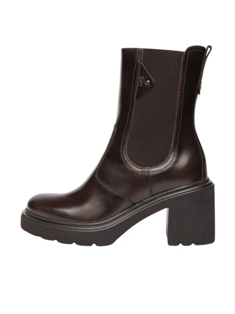 STIVALETTI A TACCO ALTO CHELSEA LINEA PULITA DONNA MARRONE
