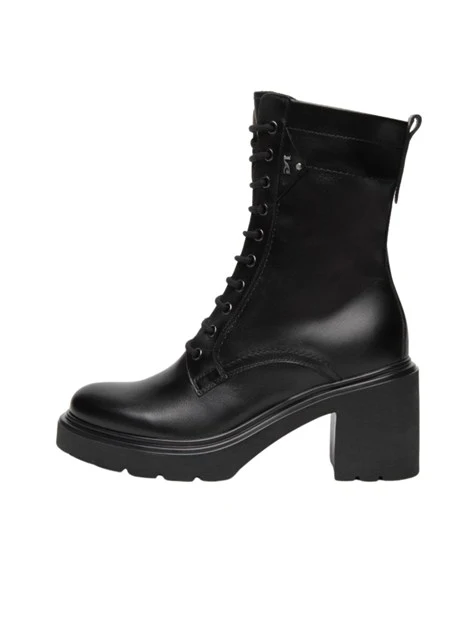 ANFIBI A TACCO ALTO STRINGATI CON ZIP DONNA NERO