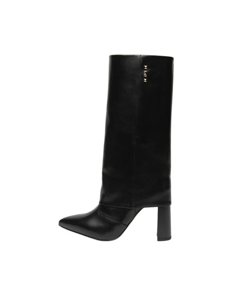 STIVALI A TACCO ALTO TUBOLARI PULL-ON DONNA NERO