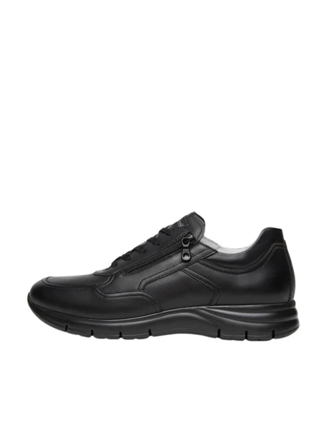 SNEAKERS BASSE CON ZIP E STRINGHE UOMO NERO