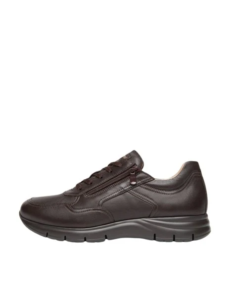 SNEAKERS BASSE CON ZIP E STRINGHE UOMO MARRONE