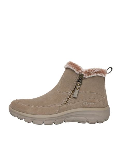 STIVALETTI TACCO BASSO 167862 PELLICCIA DONNA TORTORA