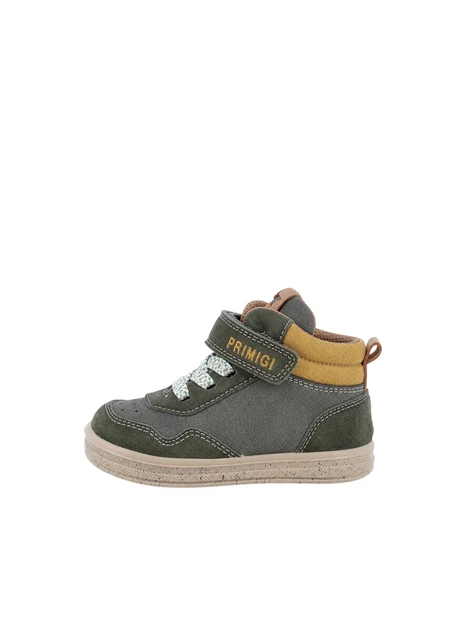 SNEAKERS ALTE CON LACCI E STRAP BAMBINO VERDE