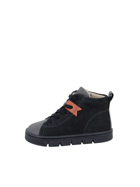 SNEAKERS ALTE IN CAMOSCIO CON ZIP BAMBINO BLU
