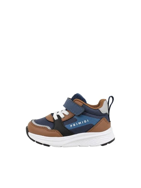 SNEAKERS ALTE IN PELLE E TESSUTO CON STRAPPO BAMBINO BLU