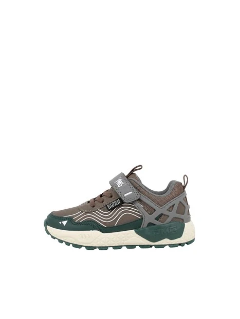 SNEAKERS BASSE IN TESSUTO TECNICO CON STRAPPO BAMBINO MARRONE